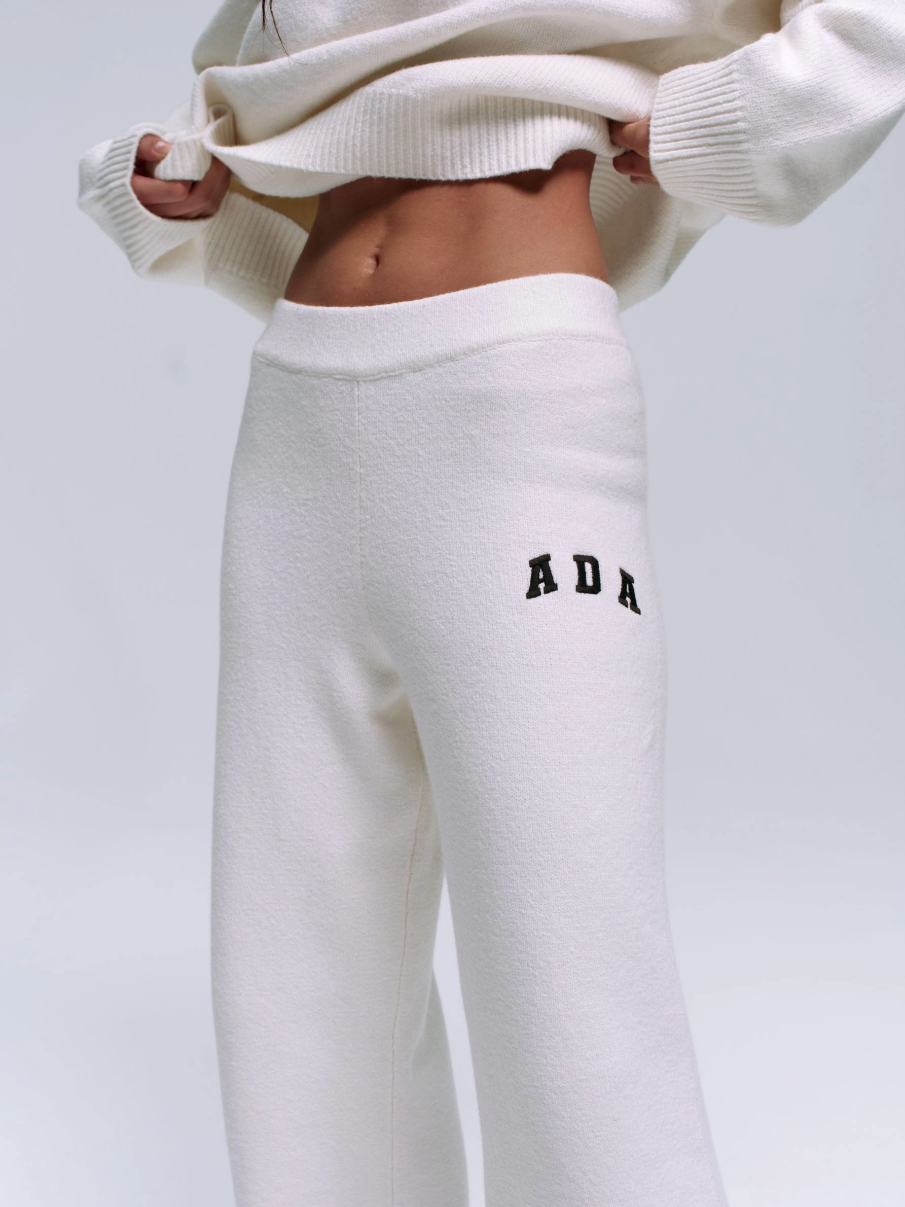 ADA Knit Straight Leg Sweatpants - Cream/Coffee Bean