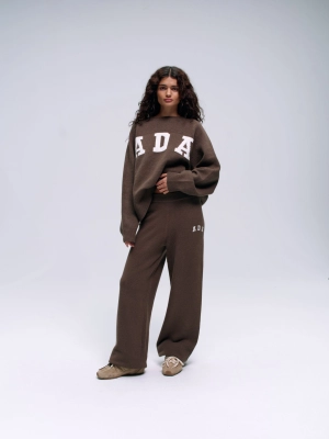 ADA Knit Straight Leg Sweatpants - Dark Cocoa Brown/Cream