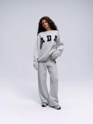 ADA Knit Straight Leg Sweatpants  - Light Grey Melange/Navy Blue