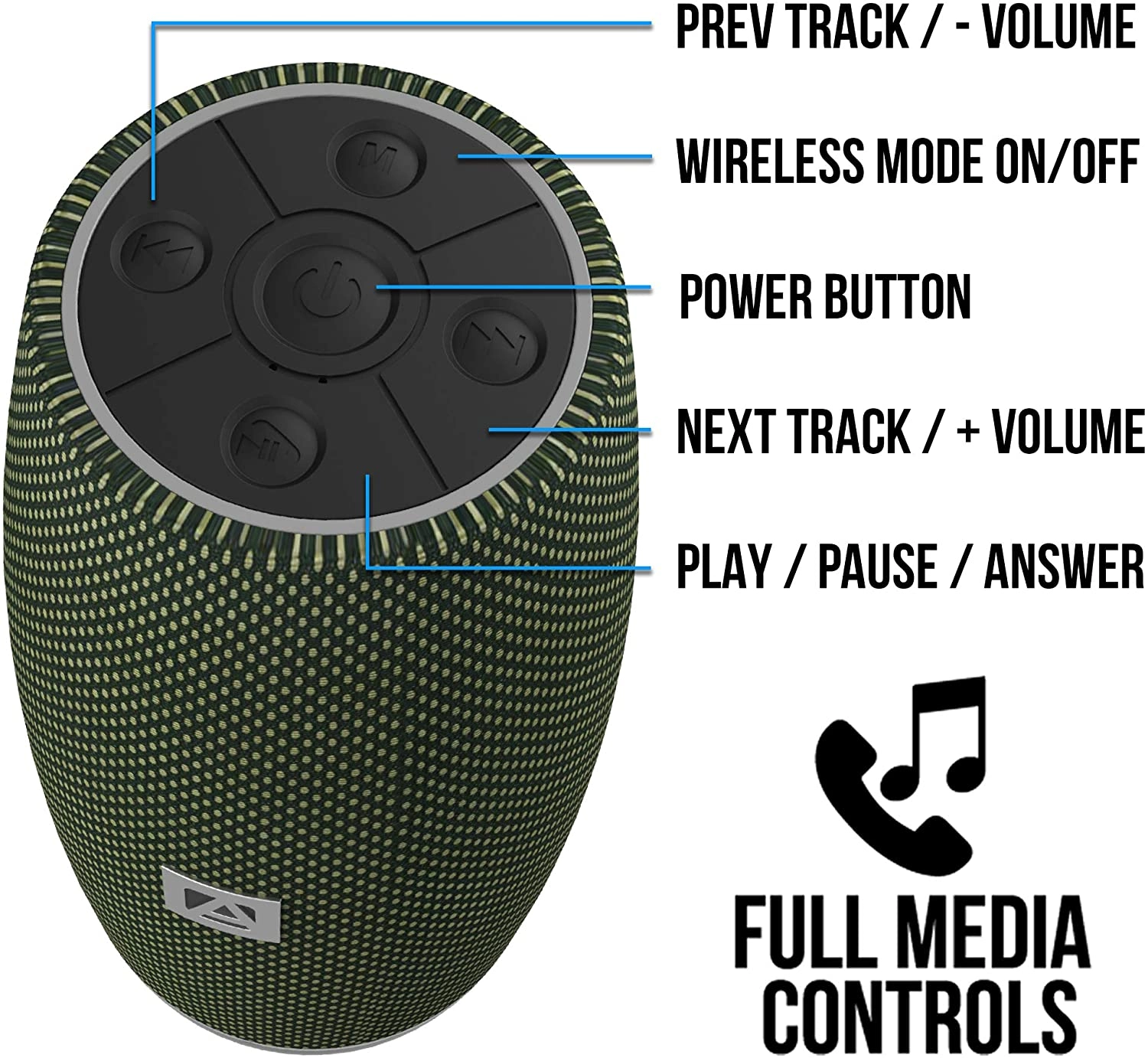 Aduro Resound XL Portable Wireless Subwoofer Speaker