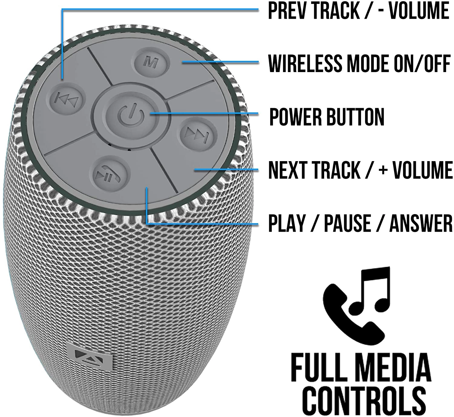 Aduro Resound XL Portable Wireless Subwoofer Speaker