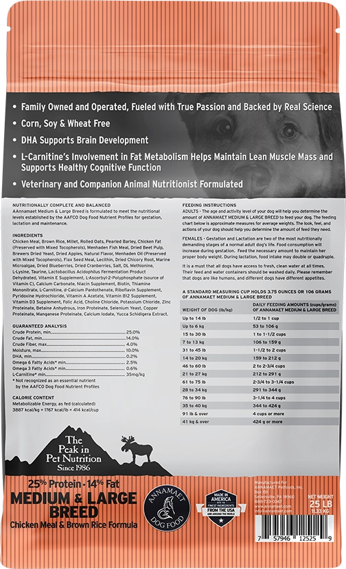 Annamaet Medium and Large Breed Formula Dry Dog Food