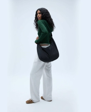 Branded Slouchy Bag - Black