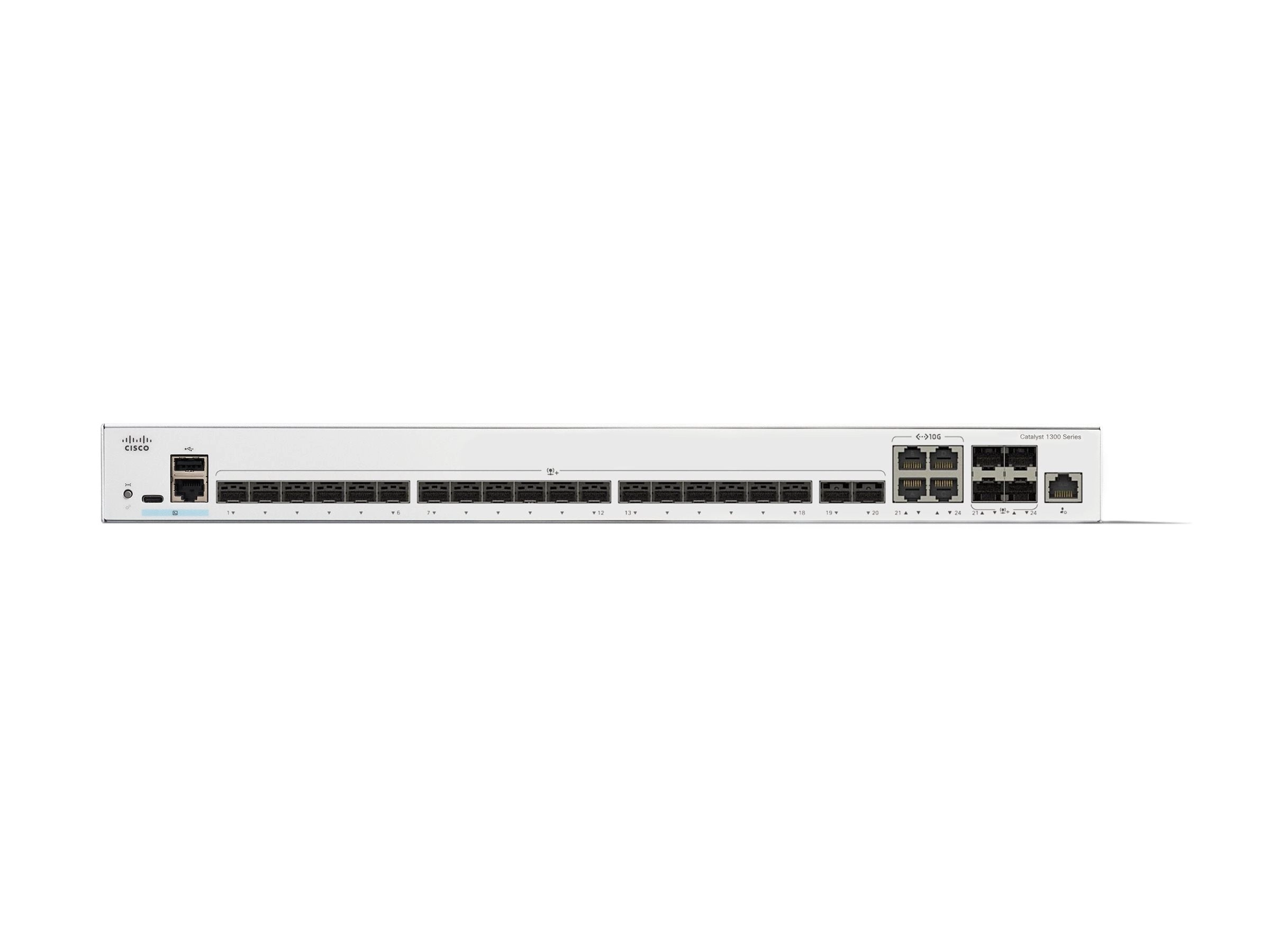 Cisco Catalyst 1300-24XS - Switch - L3 - smart - 24 x 10GBase-X   4 x combo 10 Gigabit SFP /RJ-45 - rack-mountable C1300-24XS