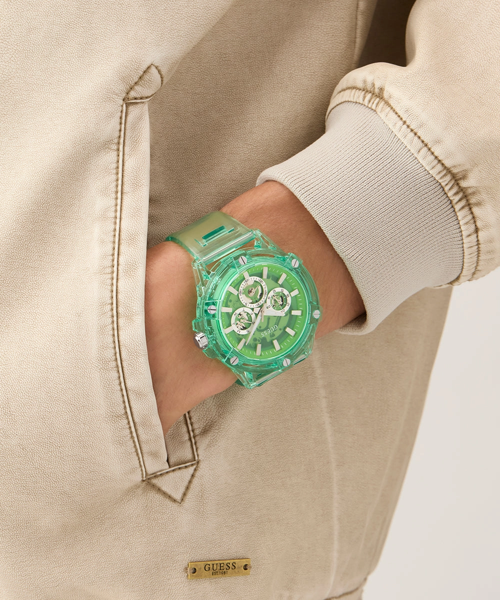 GUESS Eco-Friendly Mens Green Multi-function Watch