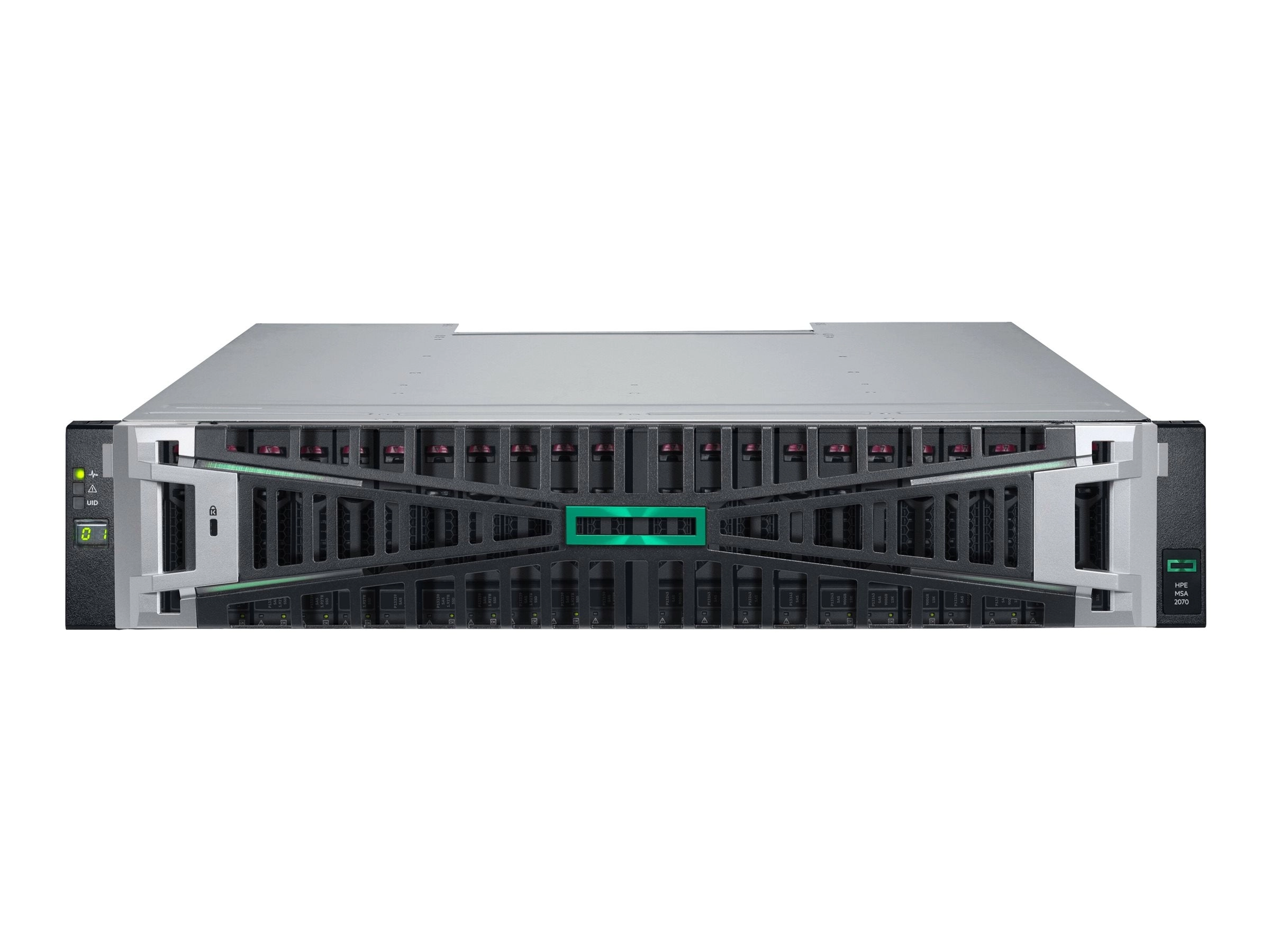 HPE Modular Smart Array 2070 10GBASE-T iSCSI SFF TAA Storage - Solid state / hard drive array - 0 TB - 24 bays (SAS-3) - iSCSI S1H52A