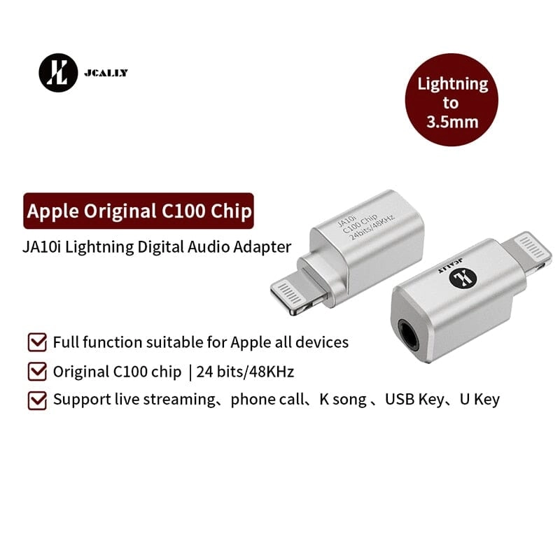 JCALLY JA56 / JA10i C100 Lighting / Type-c to 3.5mm Earphone Digital Audio Adapter For Android IOS