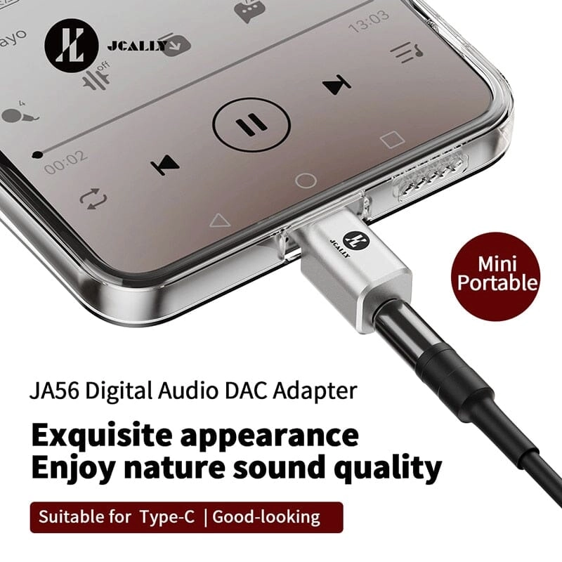 JCALLY JA56 / JA10i C100 Lighting / Type-c to 3.5mm Earphone Digital Audio Adapter For Android IOS