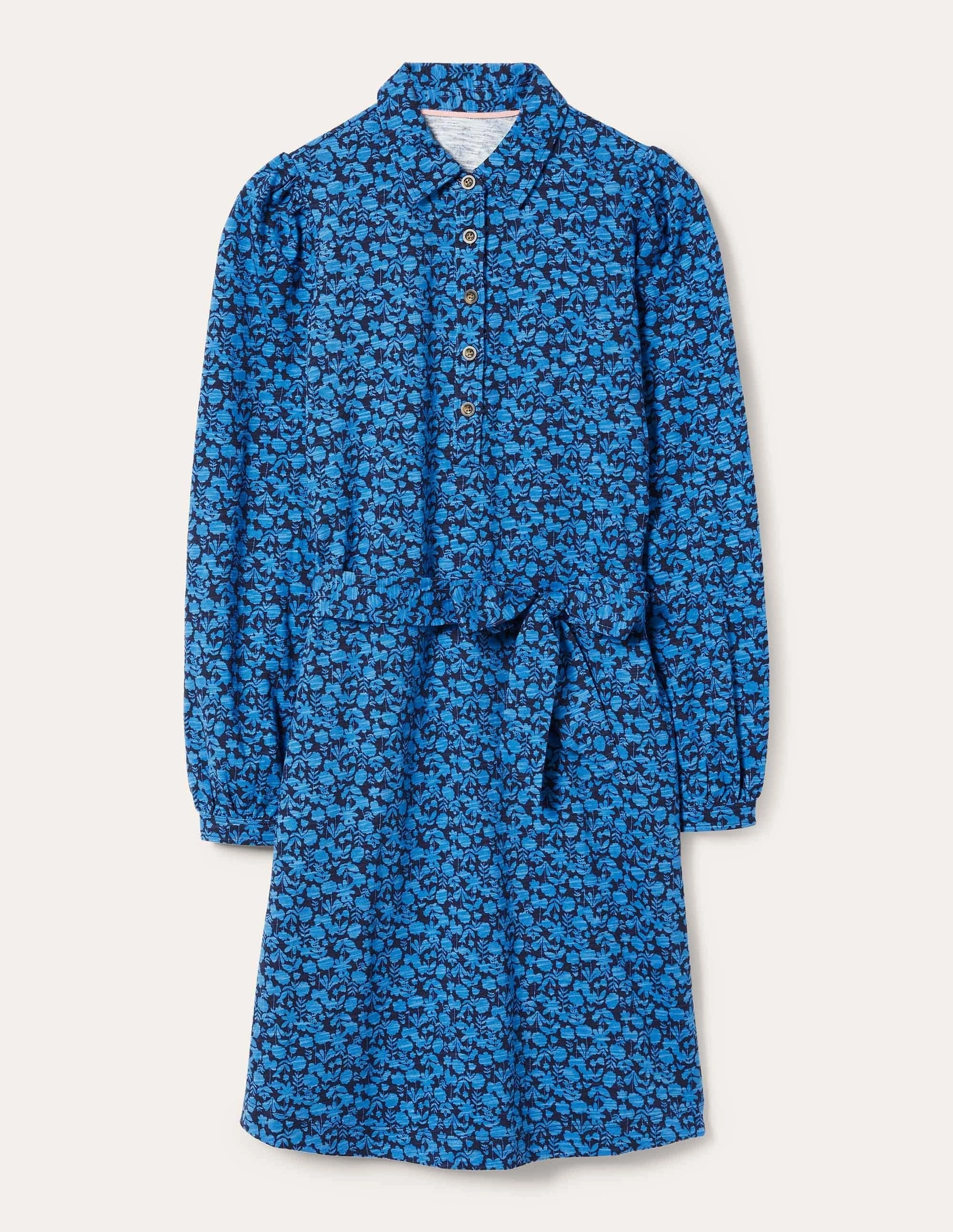 Jersey Shirt Dress-Moroccan Blue, Flora Bloom