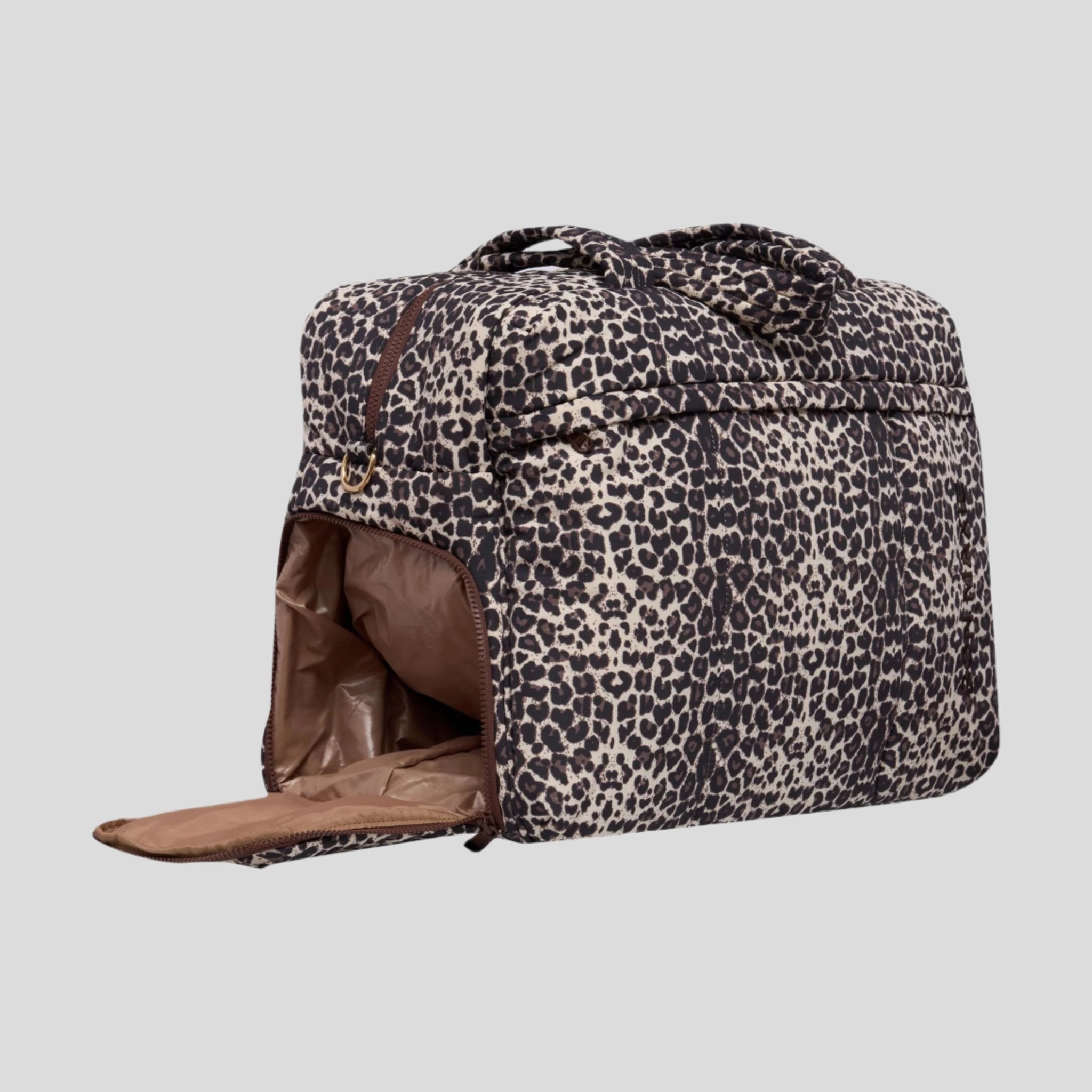 Large Weekender Nylon Duffel Bag -- Leopard