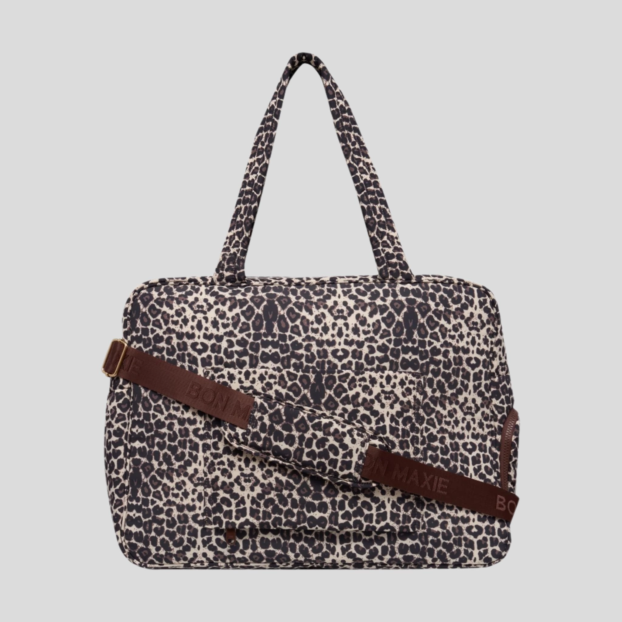 Large Weekender Nylon Duffel Bag -- Leopard