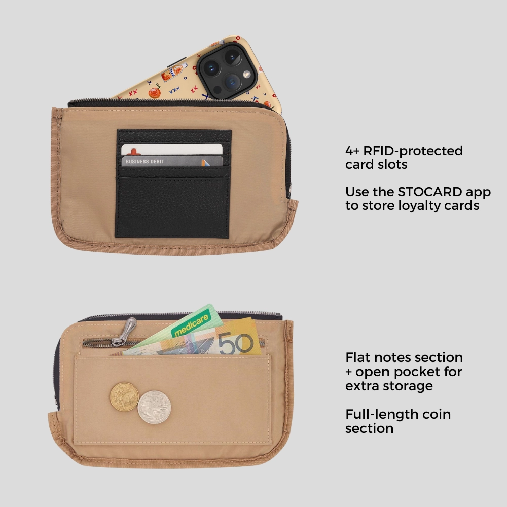 Leather Phone Wallet Pouch -- Tan