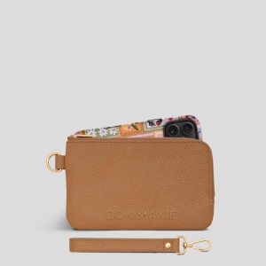 Leather Phone Wallet Pouch -- Tan