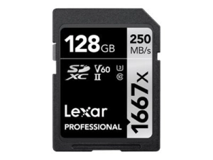 Lexar Professional - Flash memory card - 128 GB - Video Class V60 / UHS-II U3 / Class10 - 1667x - SDXC UHS-II LSD128CBNA16672