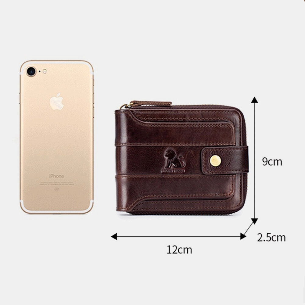 Men Genuine Leather Bifold Large Capacity RFID Anti-theft 12 Card Slots Card Holder Coin Purse Money Clip Wallet