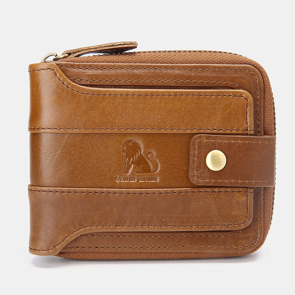 Men Genuine Leather Bifold Large Capacity RFID Anti-theft 12 Card Slots Card Holder Coin Purse Money Clip Wallet