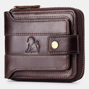 Men Genuine Leather Bifold Large Capacity RFID Anti-theft 12 Card Slots Card Holder Coin Purse Money Clip Wallet