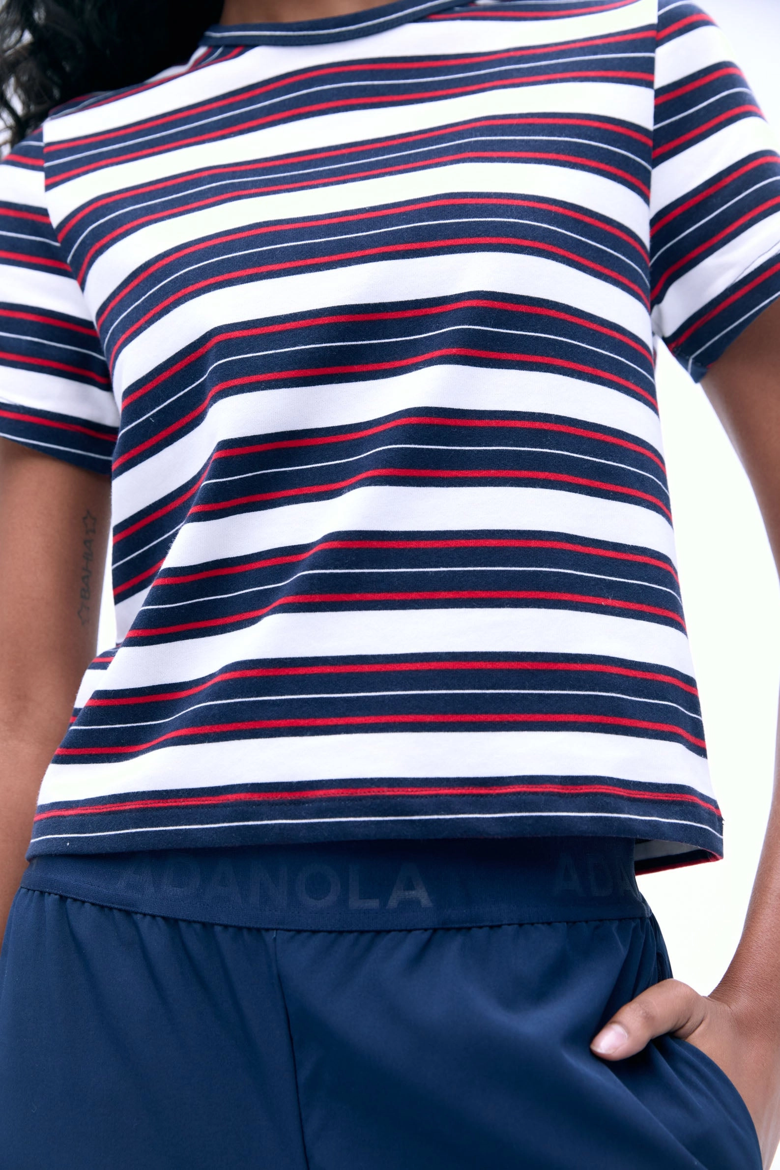 Stripe Short Sleeve Classic T-shirt - Navy Blue/Classic Red