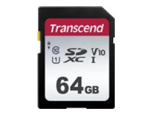 Transcend 300S - Flash memory card - 64 GB - Video Class V10 / UHS-I U1 / Class10 - SDXC UHS-I TS64GSDC300S
