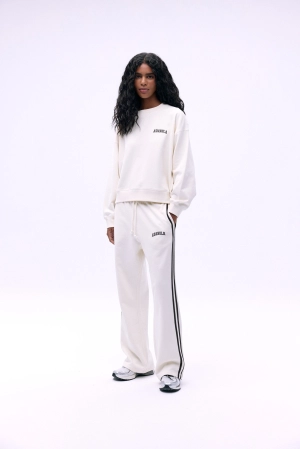 Varsity Loose Fit Sweatpants - Marshmallow White/Coffee Bean