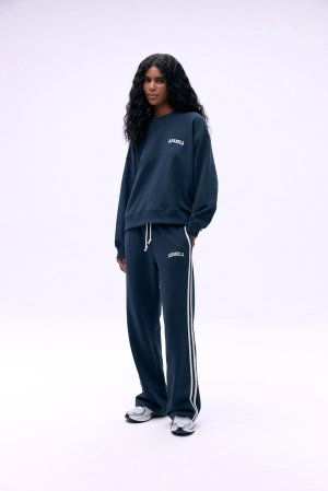 Varsity Loose Fit Sweatpants - Midnight Blue/Marshmallow White