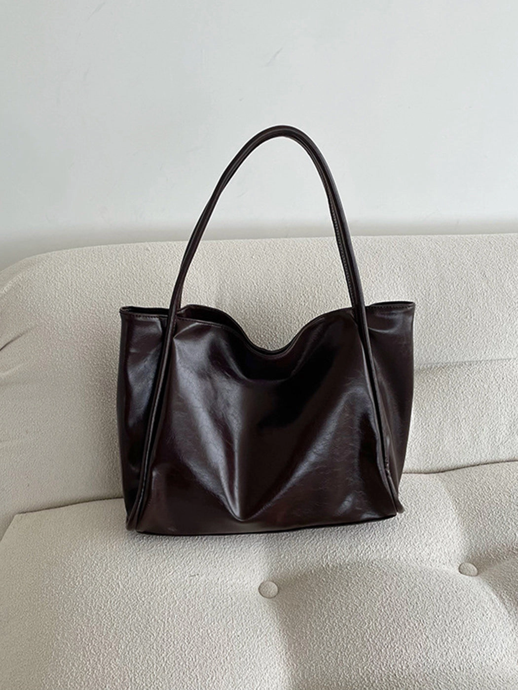 Versatile Solid Color Simple PU Tote Bag