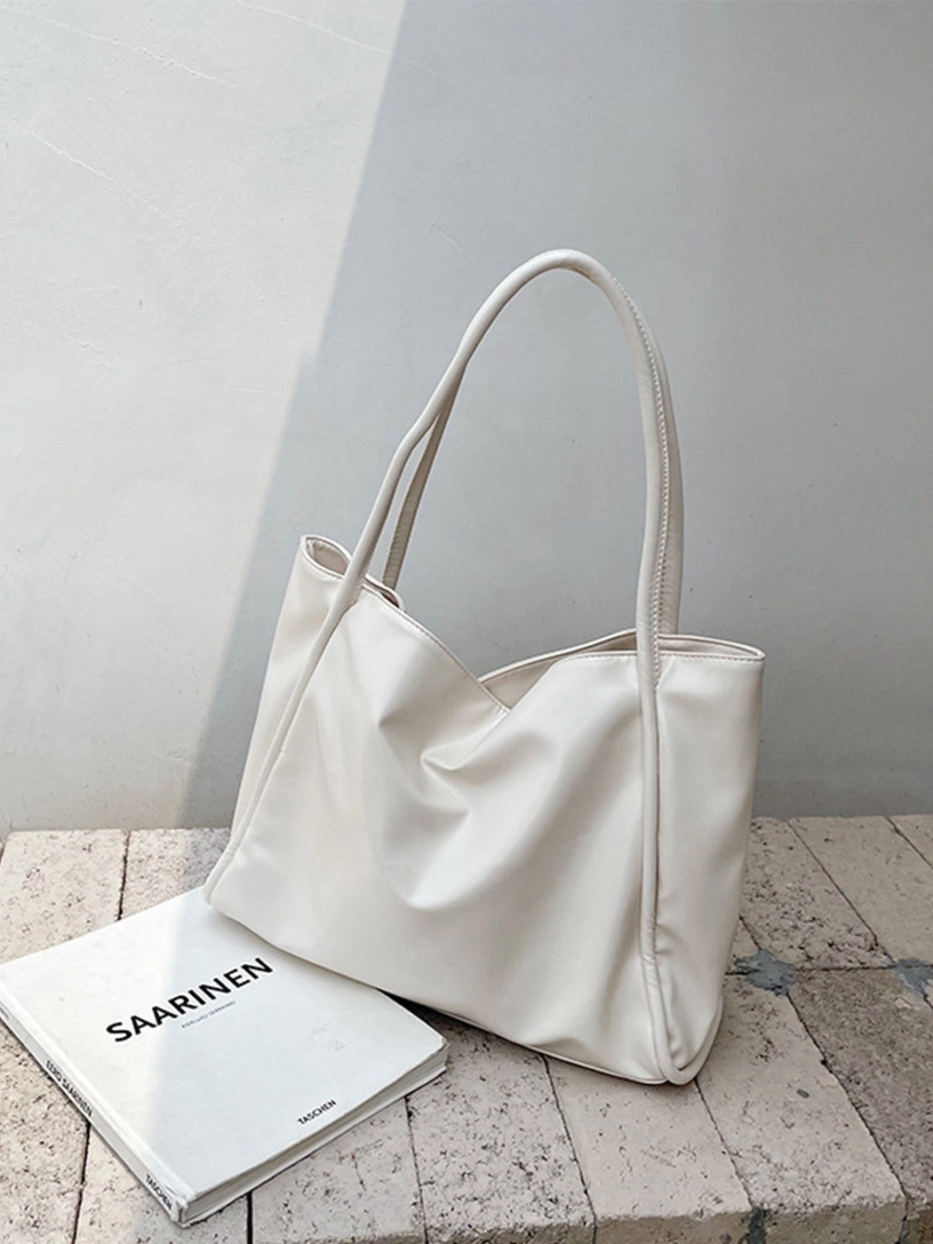 Versatile Solid Color Simple PU Tote Bag