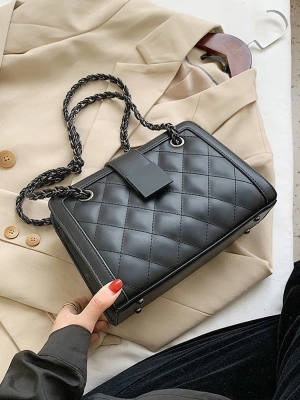 Vintage Versatile Solid Color Quilted Crossbody Bag