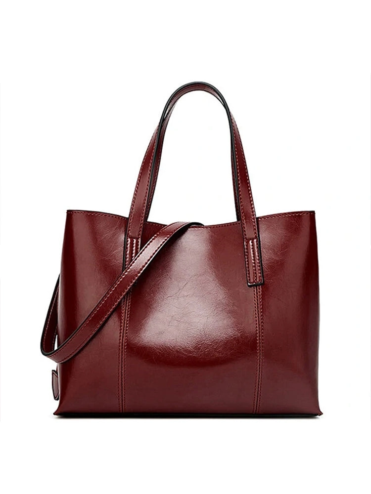 Women PU Leather Casual Handbag Large Capacity Tote Bag Solid Crossbody Bag