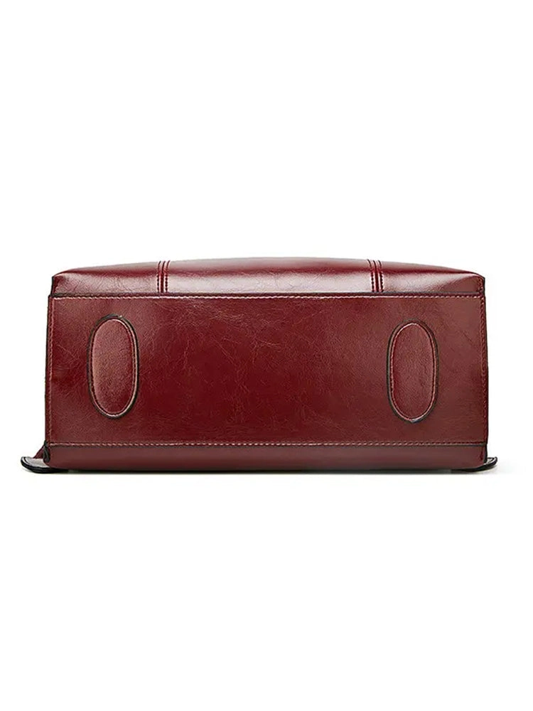 Women PU Leather Casual Handbag Large Capacity Tote Bag Solid Crossbody Bag