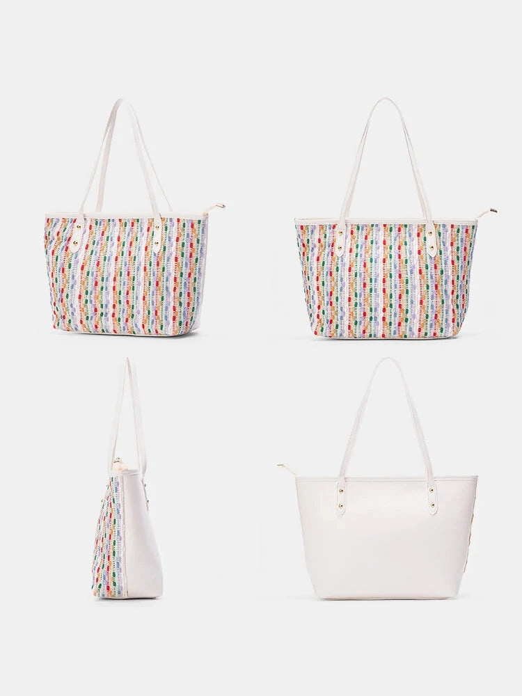 Woven Fabric Fashion Casual Large Capacity Shoulder Tote Bag